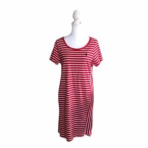 U.S POLO white and red stripes midi dress women size L